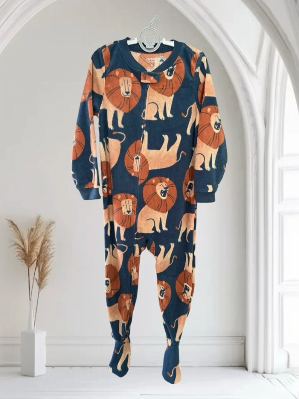 CARTER'S Fleece Boys One-Piece Footed Pajamas-Lion Theme-Size 4T NWOT